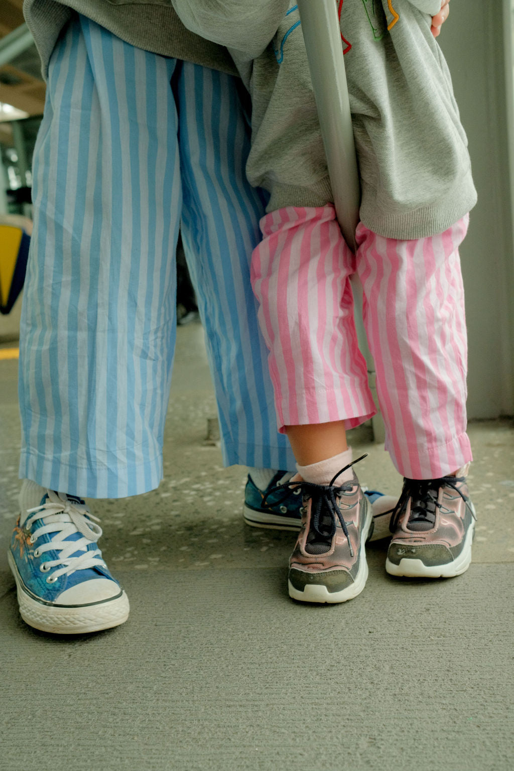 Stripe Cotton Pants - Cool Blue