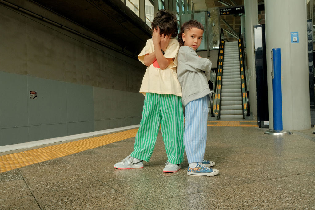 Stripe Cotton Pants - Apple Green