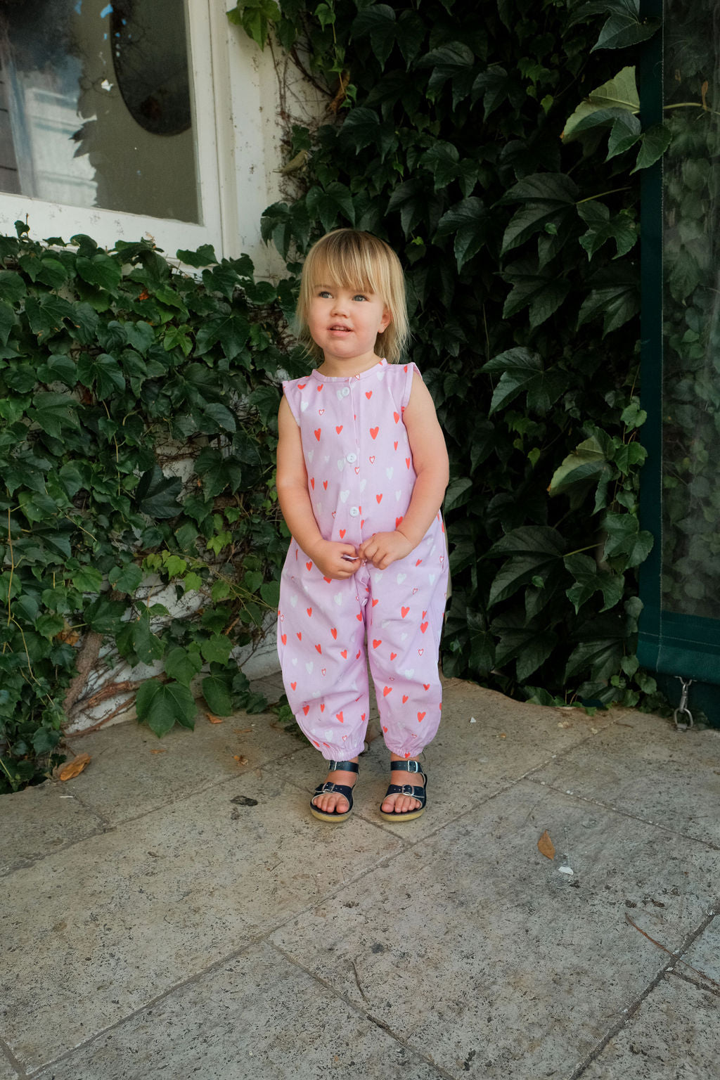 Love Hearts Cotton Jumpsuit - Pink