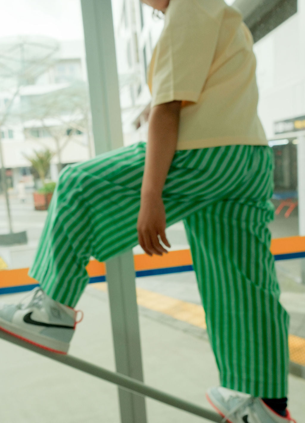 Stripe Cotton Pants - Apple Green