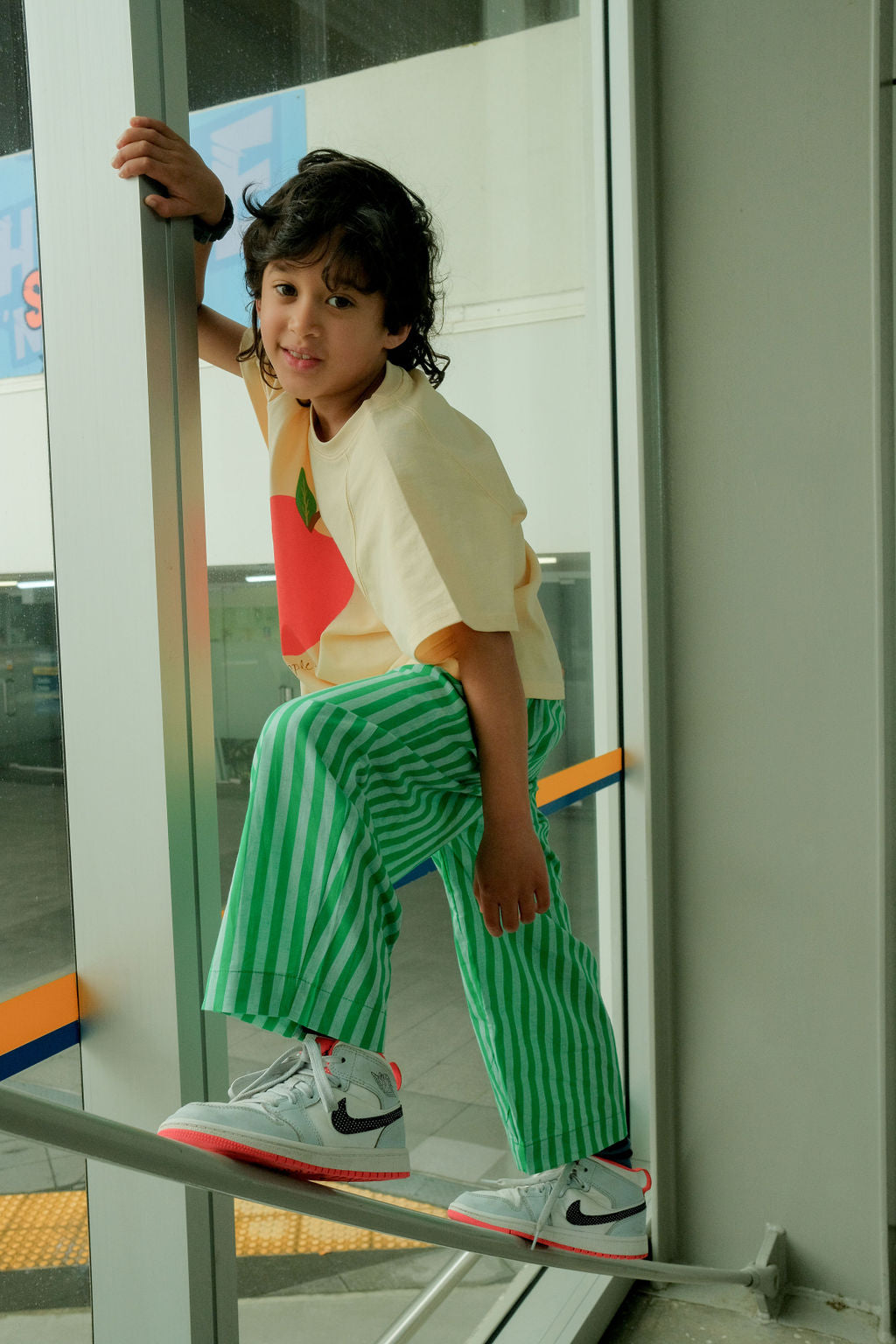 Stripe Cotton Pants - Apple Green