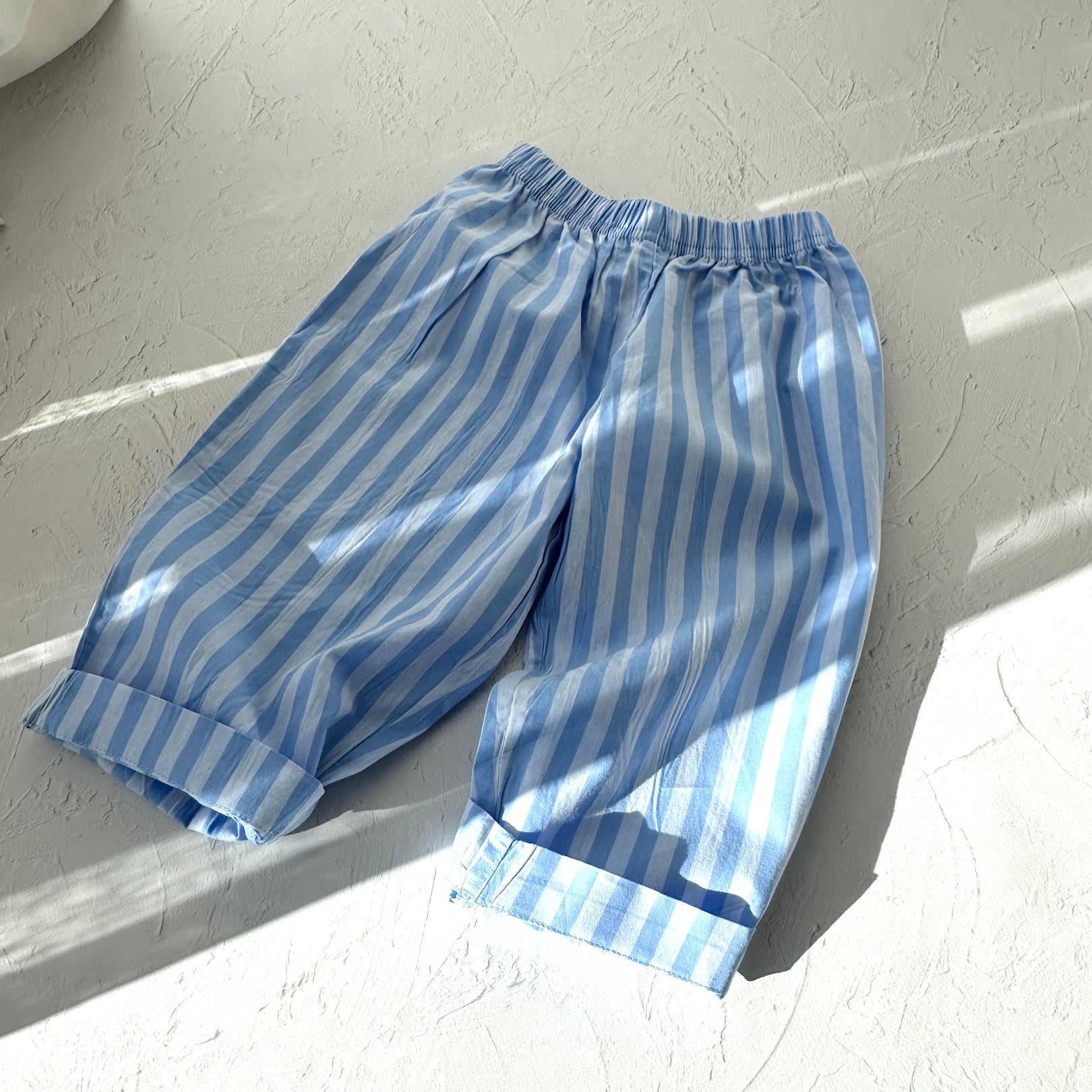 Stripe Cotton Pants - Cool Blue