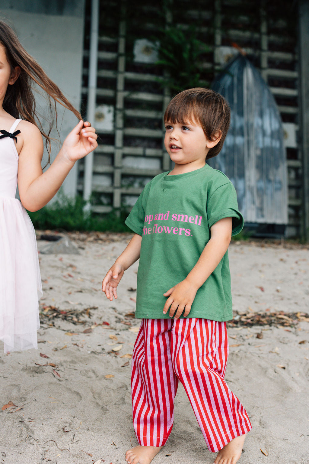 Stripe Cotton Pants - Red