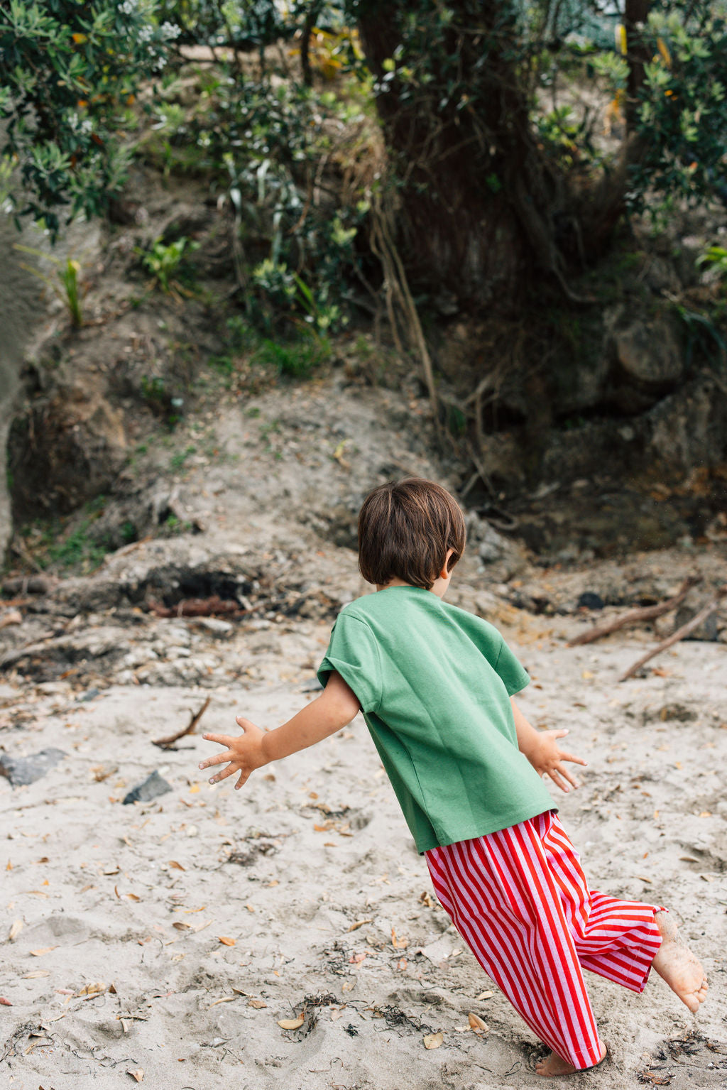 Stripe Cotton Pants - Red