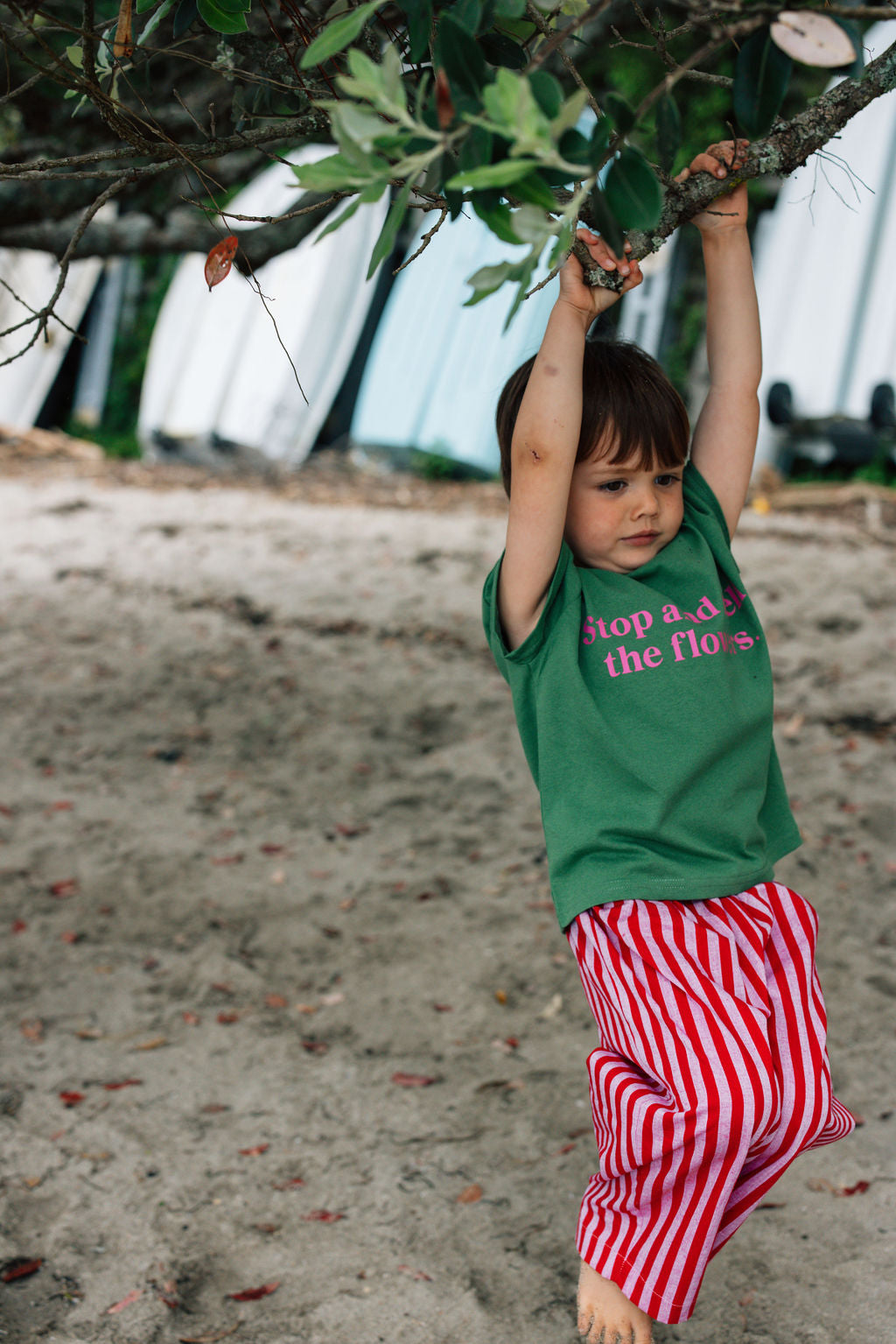 Stripe Cotton Pants - Red